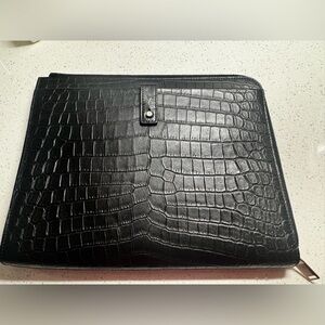 YSL Black Crocodile-Embossed portfolio 10”x8”